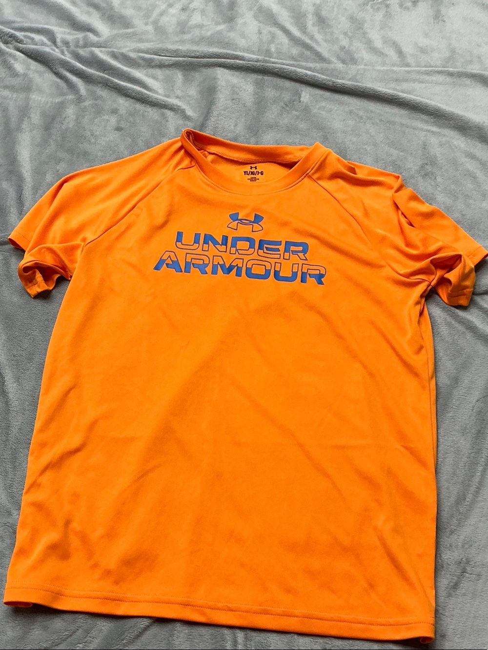 Under Armour Bright Orange Short Sleeve Performance Tee with Blue Logo